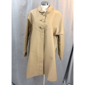 Charles Klein Leather Coat‎ Beige Faux Shearling Lined 90s Minimalist Large